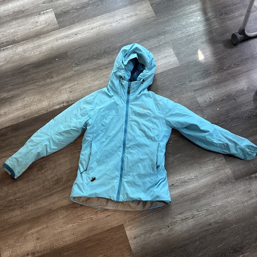 Arcteryx Women Blue Insulated Gore Windstopper Jacket Hooded Parka Size M 8-10